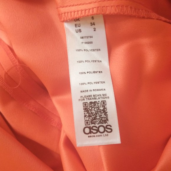 NWT ASOS Bright Orange Tie-Front Midi/Maxi Dress with 3/4 Sleeves - Sz US 2 - Picture 11 of 11